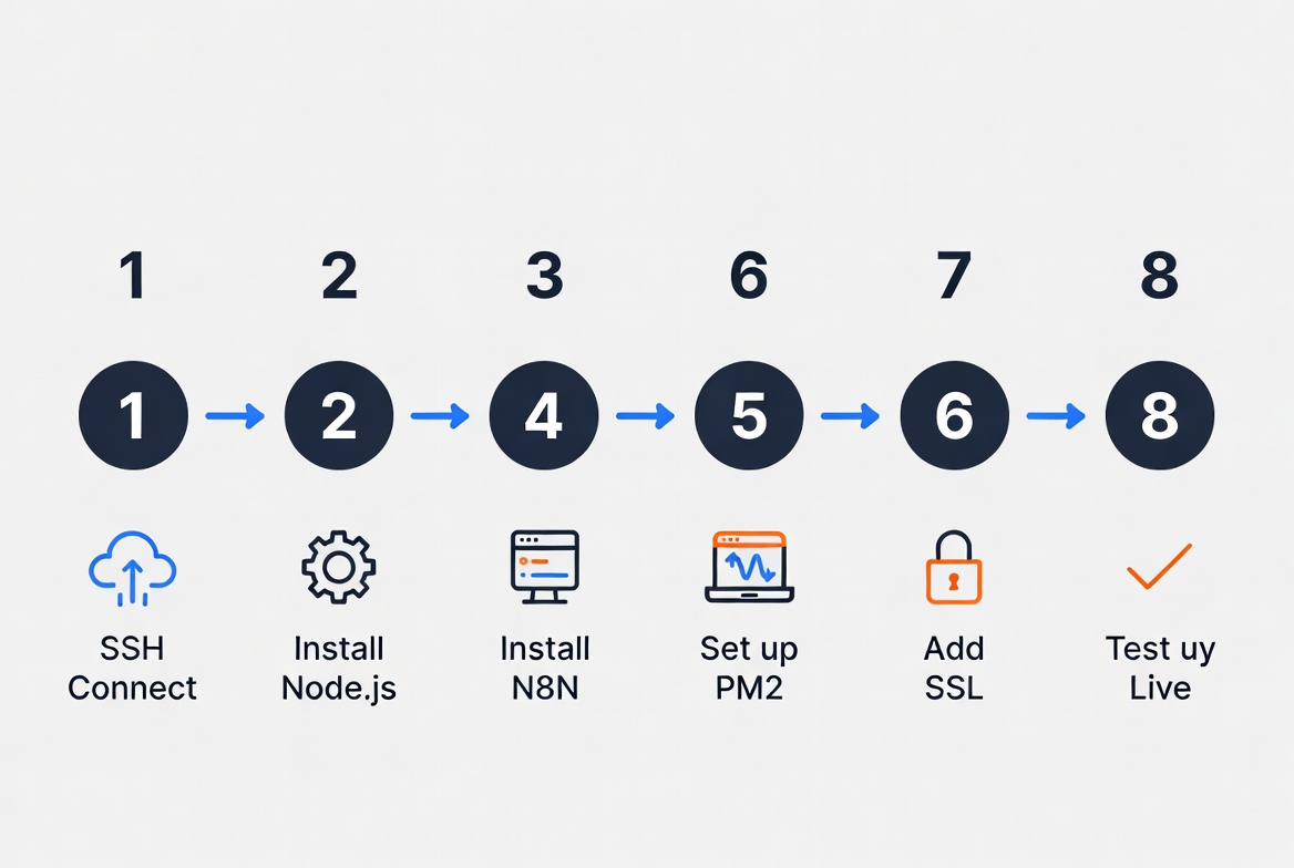 8 steps to install N8N on ScalaHosting VPS with PM2 and Nginx