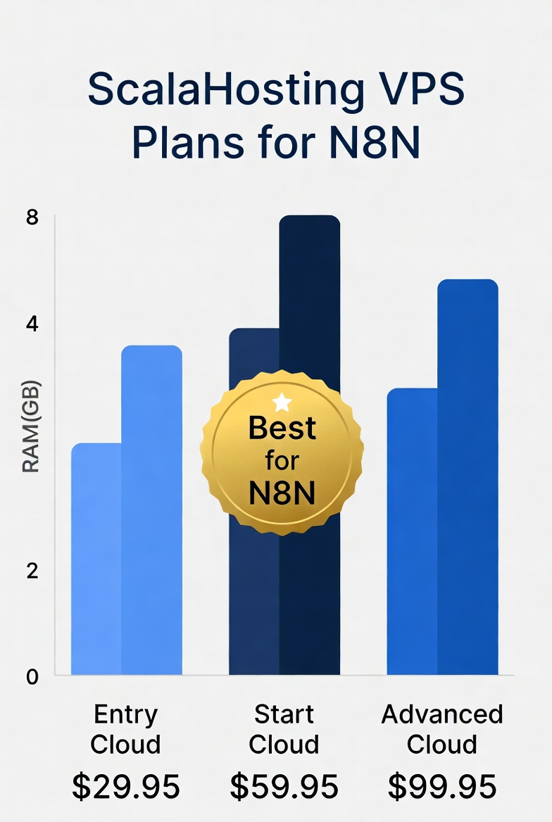ScalaHosting VPS plan comparison for N8N self-hosted 2026