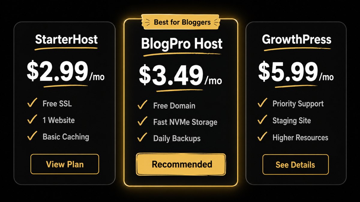 Best hosting for bloggers pricing plans comparison 2026