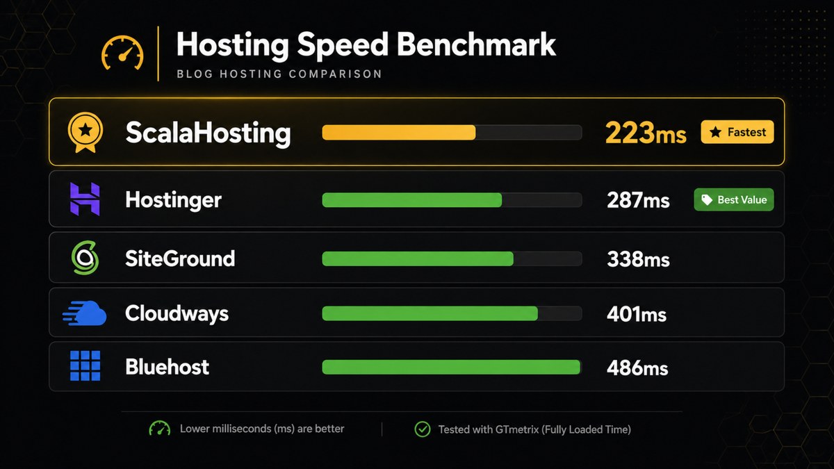 Best hosting for bloggers speed test results comparison 2026