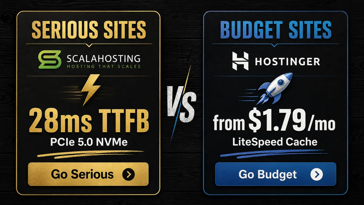 fastest wordpress hosting Hostinger vs ScalaHosting comparison 2026