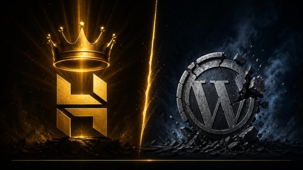Hostinger vs SiteGround WordPress hosting comparison 2026 — gold crown versus cracked badge