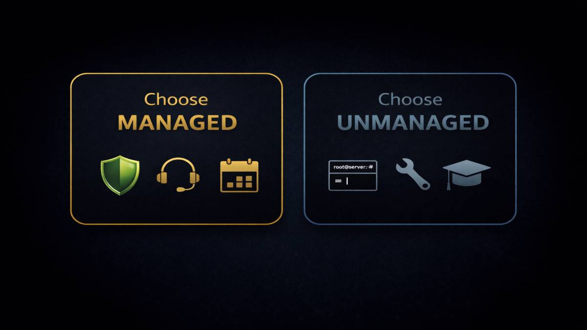 ScalaHosting managed vs unmanaged VPS — who should choose which plan decision guide 2026