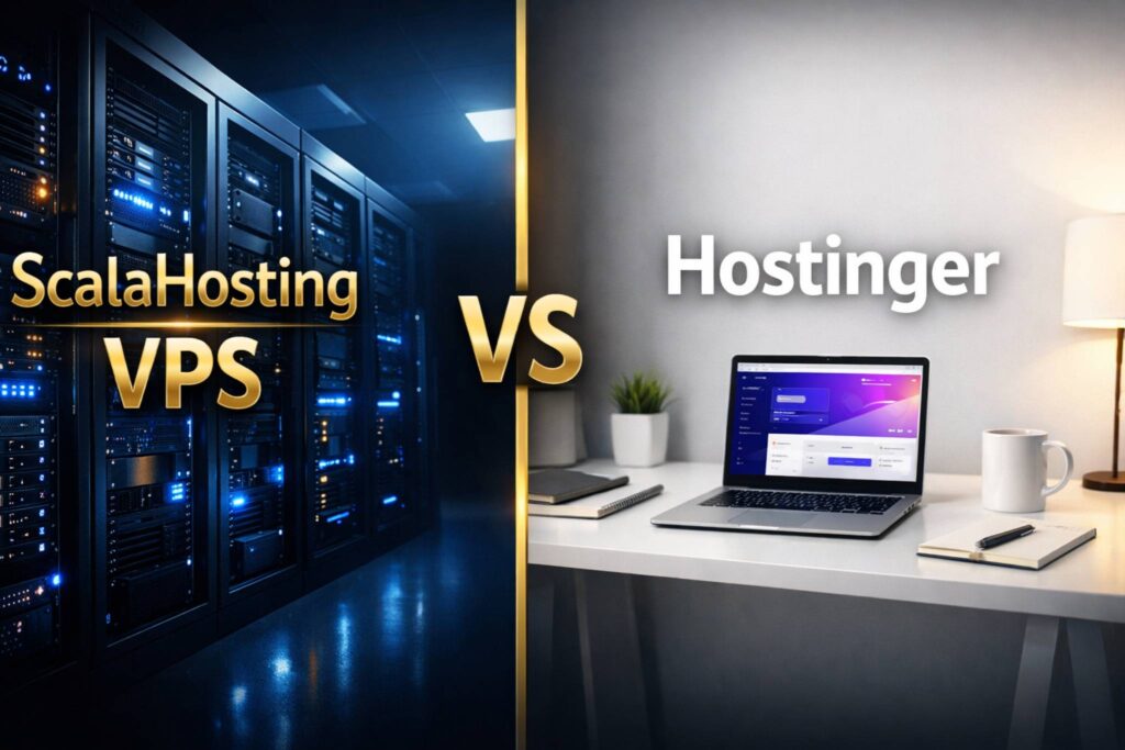 ScalaHosting vs Hostinger 2026 — managed VPS vs shared hosting comparison