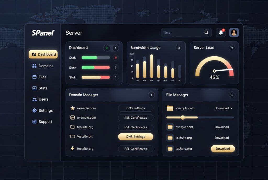 SPanel tutorial for beginners 2026 — ScalaHosting control panel dashboard overview
